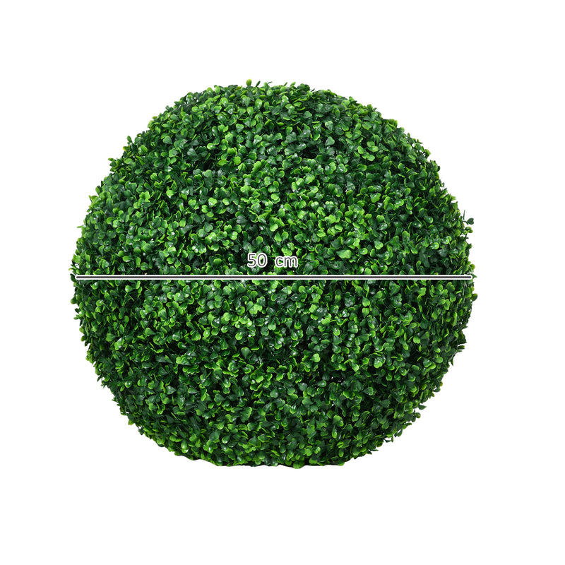 Set di 2 Piante Arteficiali Finte Sfera di Bosso Ø50 cm per Interno ed Esterno Verde-3