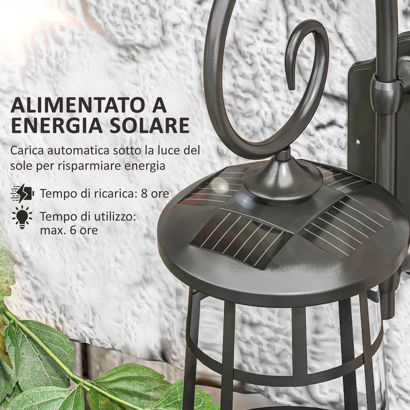 Lampada da Esterno con Pannello Solare 16,5x25,5x41 cm Impermeabile IP44 e Accensione Automatica Nero-4