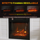 Camino Elettrico da Pavimento 1800W Effetto Fiamma e Telecomando 96,5x22x81,7 cm Bianco-4