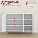 Credenza Moderna 2 Armadietti a 3 Ripiani Regolabili 107x40x80 cm Bianca  -4