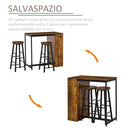 Bancone Bar con Sgabelli Alti Stile Industriale Marrone    -4