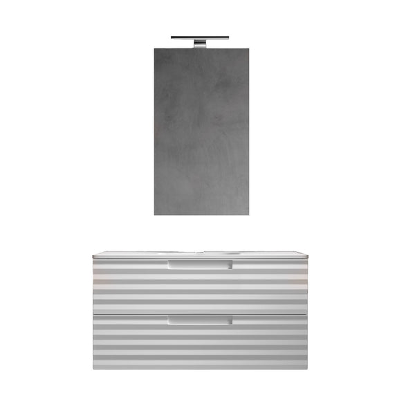 prezzo Mobile bagno sospeso 100 cm Bianco ondulato Denver con Specchio Bonussi