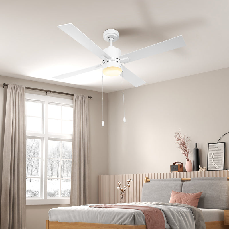 Ventilatore da Soffitto con Luce LED Ø130 cm 3 Velocità e Motore Reversibile Bianco e Legno-2