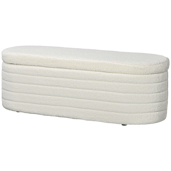 Panca Fondoletto con Vano Contenitore 116x41x40,5 cm in Tessuto Teddy Crema prezzo