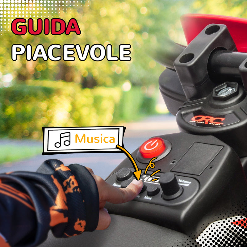 Moto Elettrica per Bambini con Rotelle e Indicatore di Carica Rosso  -7