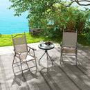 Set 2 Sedie Pieghevoli da Giardino con Braccioli 56x62x97 cm Seduta in Tessuto Marrone-2