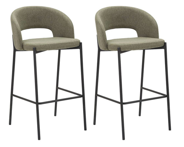 acquista Set 2 Sgabelli Bar Helsinki 50x99x52 cm in Tessuto Verde/Nero