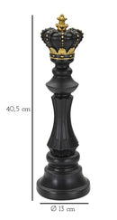 Re da Scacchi 13x40,5x13 cm in Poliresina Nero/Oro-6