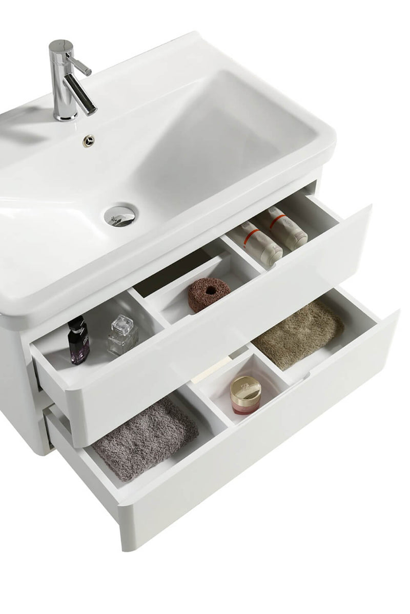 Mobile Bagno Sospeso 80 cm in PVC con Specchiera Vorich White Plus Bianco-4