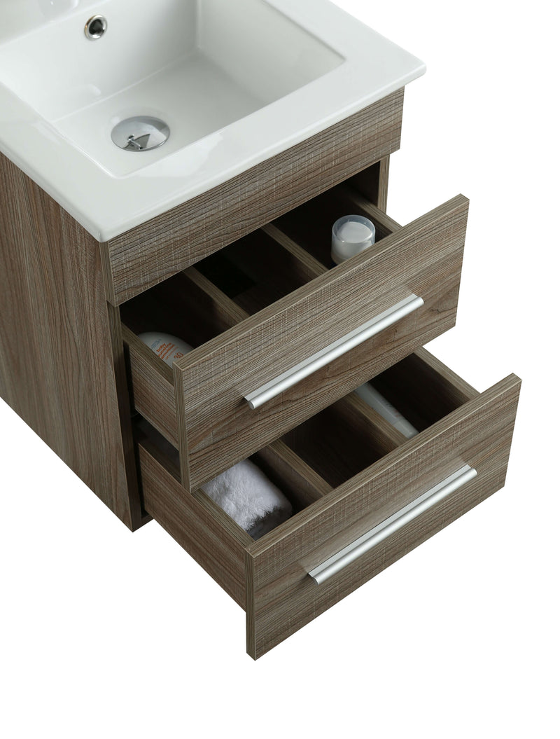 Mobile Bagno Sospeso 41 cm Lavabo e Specchio Vorich Rayan Rovere-5