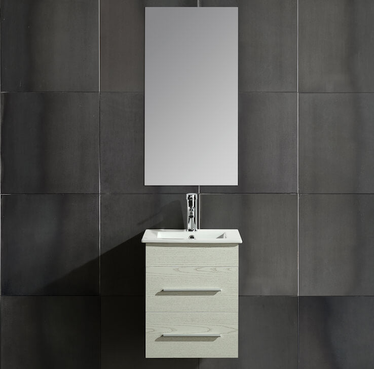 Mobile Bagno Sospeso 41 cm Lavabo e Specchio Vorich Rayan Bianco-3