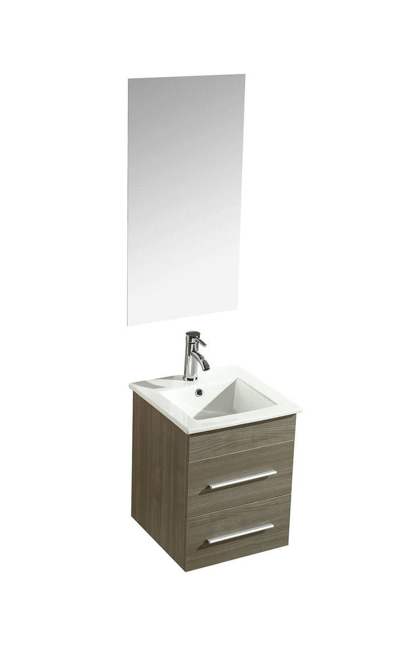 Mobile Bagno Sospeso 41 cm in MDF con Specchio Vorich Rayan Grigio-4