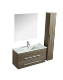 Mobile Bagno Sospeso 100 cm Lavabo e Specchio Vorich Urban Rovere-1