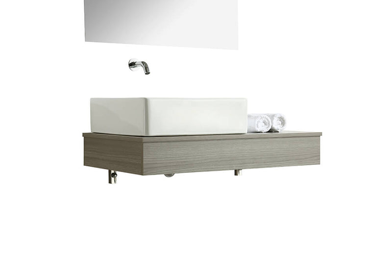 Mobile Bagno Sospeso 85 cm in MDF con Specchio Vorich British Grigio-6