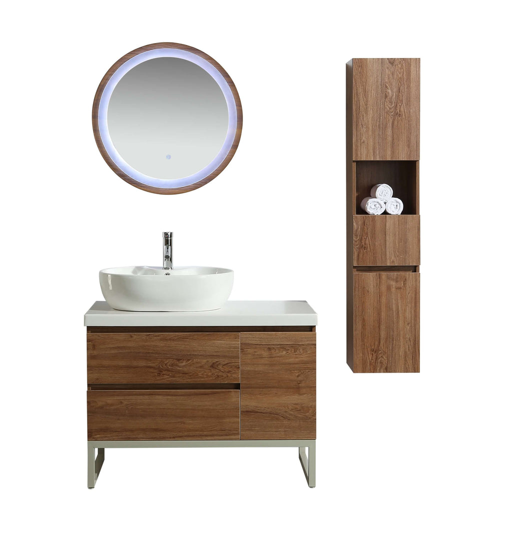 Mobile Bagno 100 cm Lavabo Specchio e 1 Pensile Vorich Paris Rovere –  acquista su Giordano Shop