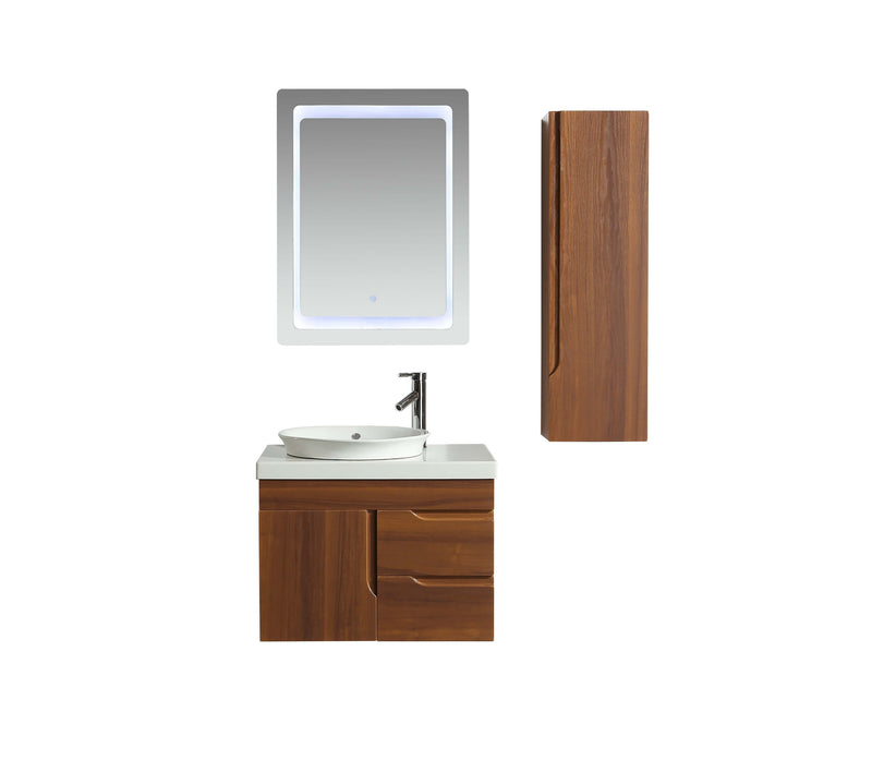 Mobile Bagno Sospeso 70 cm Lavabo Specchio e 1 Pensile Vorich Las Vegas Rovere-5