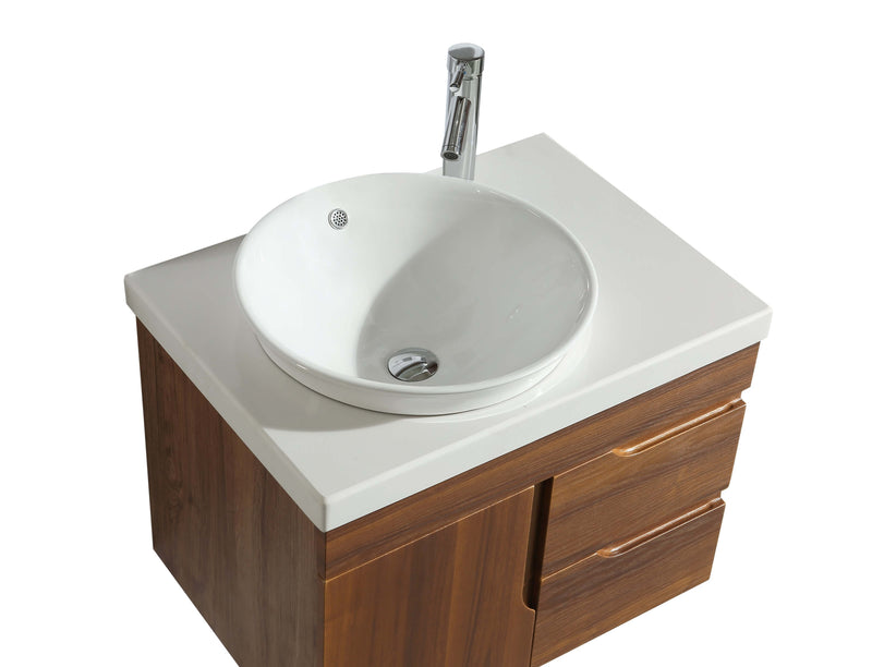 Mobile Bagno Sospeso 70 cm Lavabo Specchio e 1 Pensile Vorich Las Vegas Rovere-6