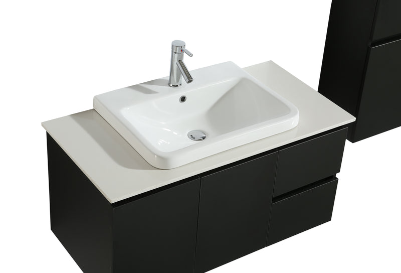 Mobile Bagno Sospeso 100 cm Lavabo Specchio e 1 Pensile Tokyo-3