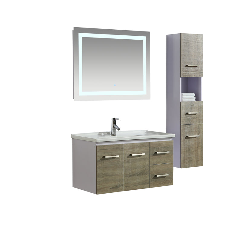 Mobile Bagno Sospeso 90 cm Lavabo Specchio e 1 Pensile Istambul-1