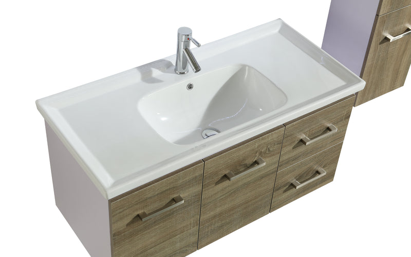 Mobile Bagno Sospeso 100 cm Lavabo Specchio e 1 Pensile Istambul-5