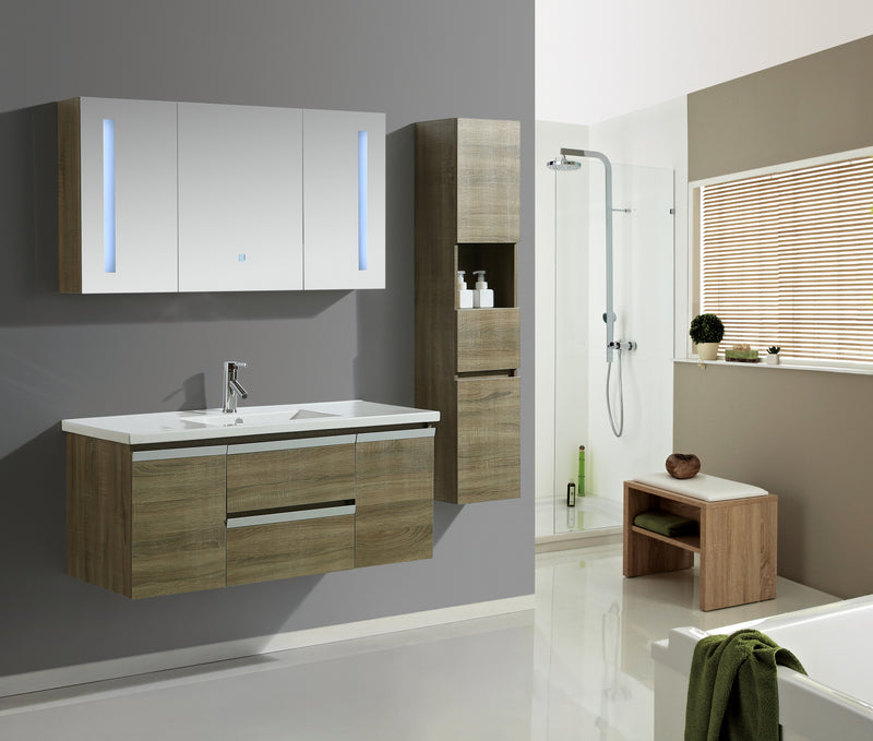 Mobile Bagno Sospeso 120 cm Lavabo Specchio e 1 Pensile Venice-3