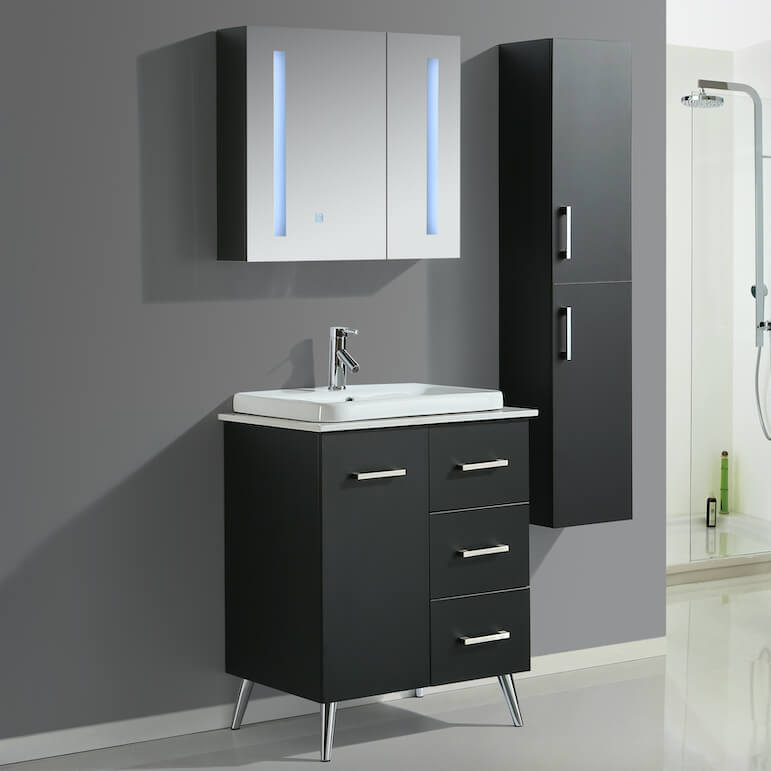 Mobile bagno moderno nero disponibile in varie misure