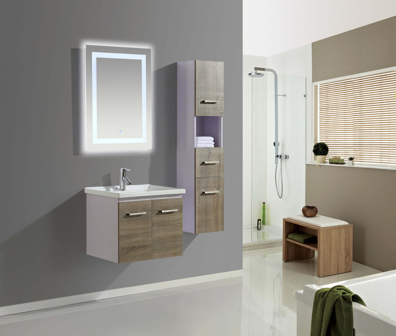 Mobile Bagno Sospeso 60 cm Lavabo Specchio e 1 Pensile Vorich Istanbul Grigio-2