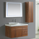 Mobile Bagno Sospeso 90 cm Lavabo Specchio e 1 Pensile Vorich Las Vegas Rovere-4