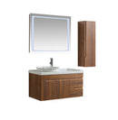 Mobile Bagno Sospeso 100 cm Lavabo Specchio e 1 Pensile Vorich Las Vegas Rovere-1