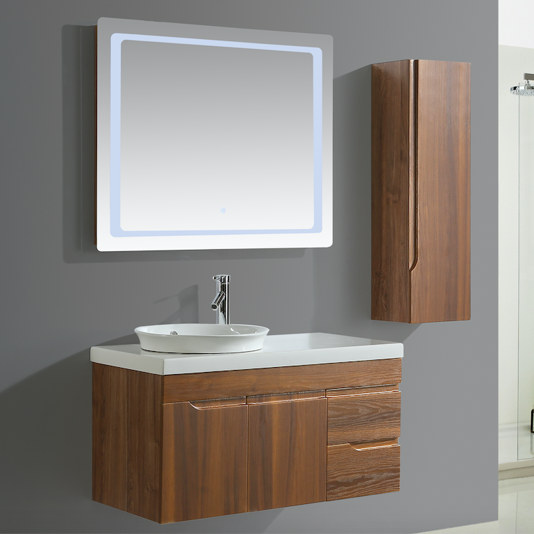 Mobile Bagno Sospeso 120 cm Lavabo Specchio e 1 Pensile Las Vegas-2