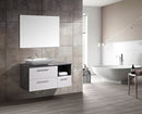 Mobile Bagno Sospeso 120 cm Lavabo e Specchio London Bianco Effetto Pietra-4