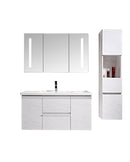 Mobile Bagno Sospeso 100 cm Lavabo Specchio e 1 Pensile Bianco-1