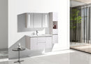 Mobile Bagno Sospeso 100 cm Lavabo Specchio e 1 Pensile Bianco-3