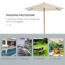 Ombrellone da Giardino in Legno 2.5x2.5m Crema -6