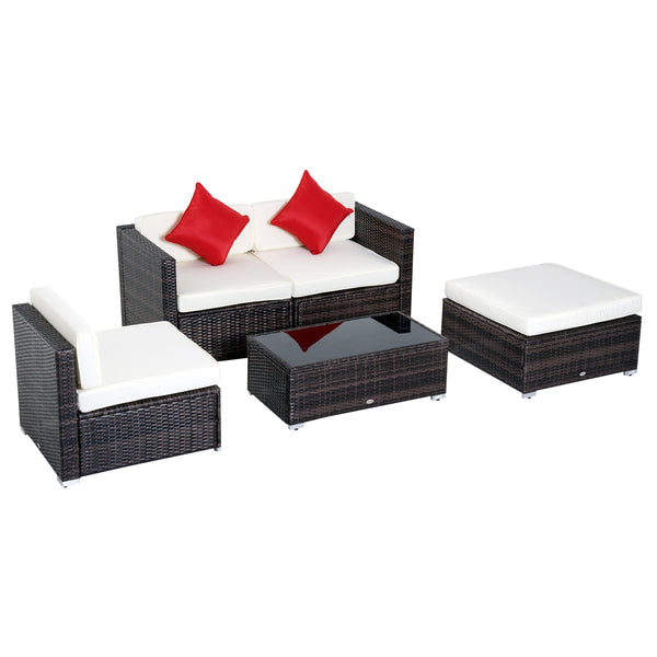 Set Salotto da Giardino in Rattan Sintetico Divano Poltrona Pouf e Tavolino Marrone prezzo