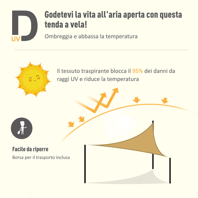 Tenda Vela da Giardino Triangolare 5x5x5m Beige -3