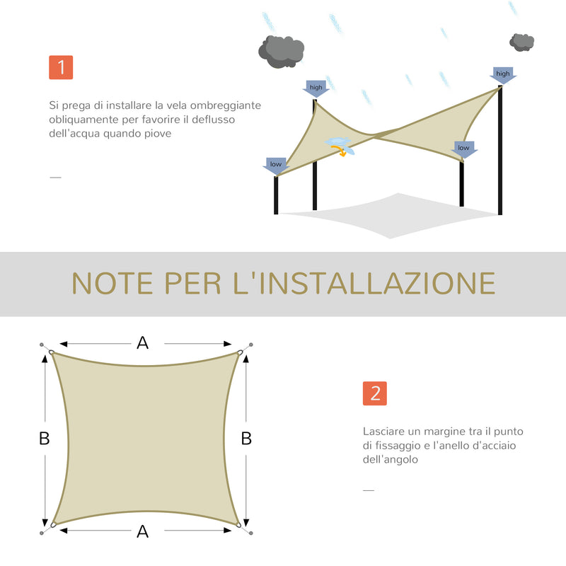 Tenda Vela da Giardino Rettangolare 3x4m in HDPE Crema – acquista su  Giordano Shop