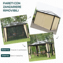 Gazebo da Giardino 3x3.6x2.65m in Alluminio e Policarbonato Tendone Lusso -4