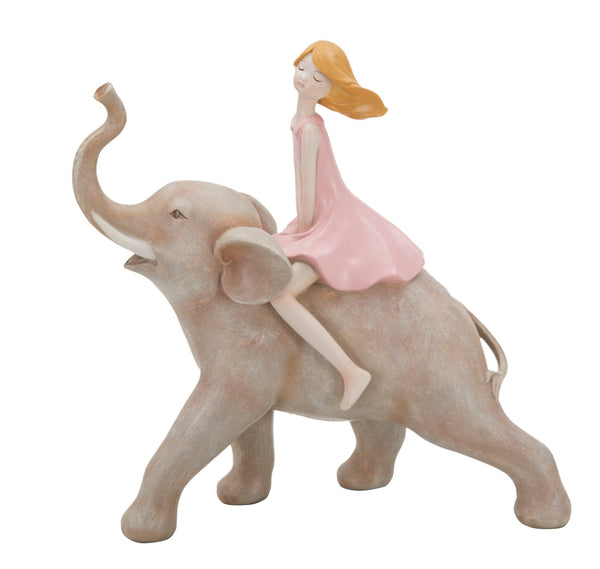 online Statuetta Dolly su Elefante 22x10x21 cm in Resina Rosa