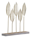 Scultura Shot Leaf 47x10x52,5 cm in Ferro e MDF Oro-2