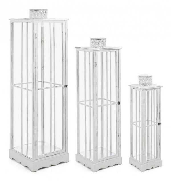 Set 3 Lanterne Astana Bianco in Legno prezzo