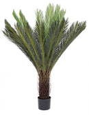 Pianta Artificiale Palma Cycas 28 Foglie H120 con Vaso Verde-1