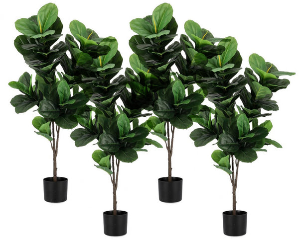 Ramo di Ficus Lyrata Artificiale Real Touch Altezza 120 cm Rosso