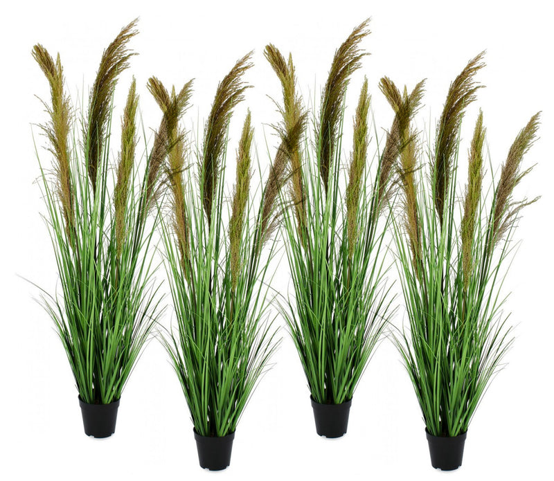 Pampas Artificiale con 24 Diramazioni Altezza 115 cm Marrone