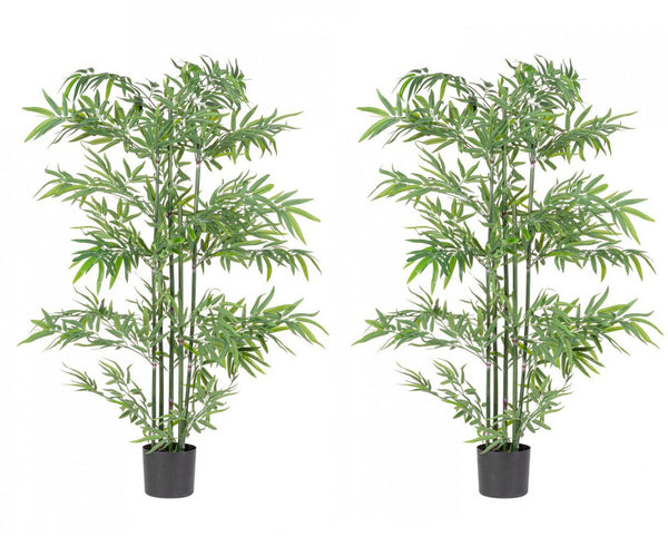 prezzo Set 2 Piante Artificiali di Bamboo Ø70x150 cm in Plastica con Vasi Verde