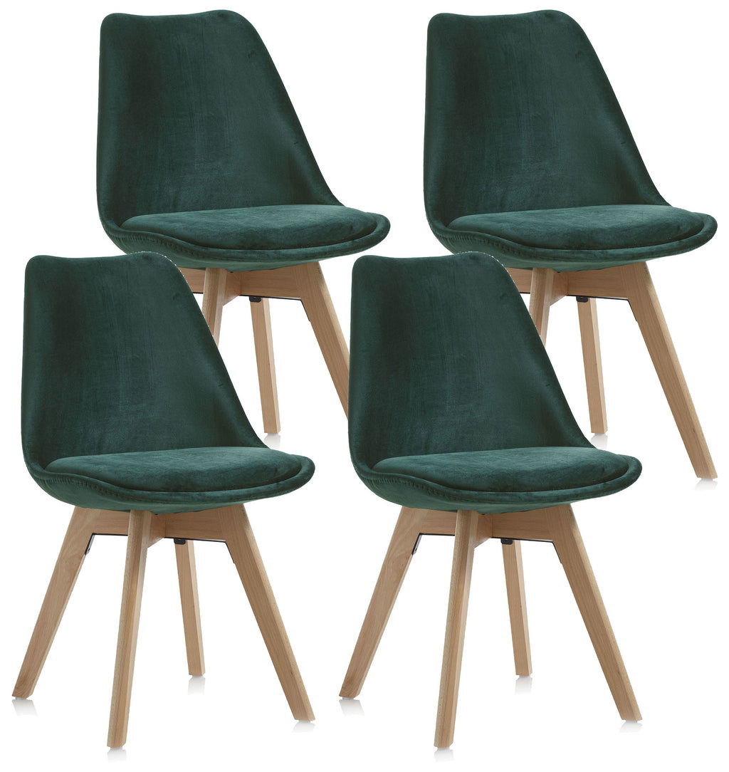 Set 4 Sedie 48,5x47x81,5 cm in Velluto Verde Smeraldo – acquista su  Giordano Shop