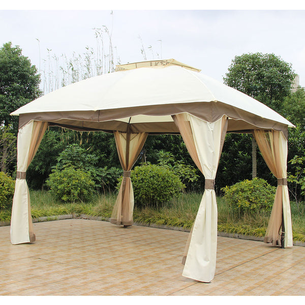 acquista Gazebo da Giardino Struttura in Acciaio Top in Poliestere e Teli Zanzariera 300X360X295 Cm