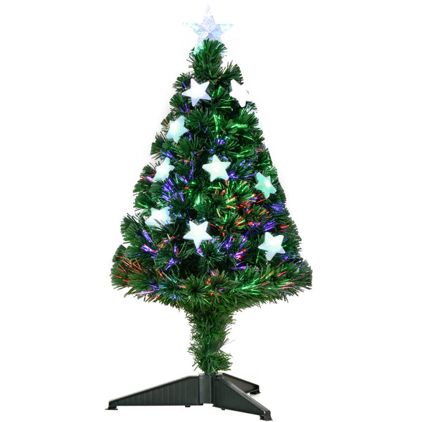 Albero di Natale Artificiale 90 cm 90 Rami in PVC e Fibra Ottica con 12 LED sconto