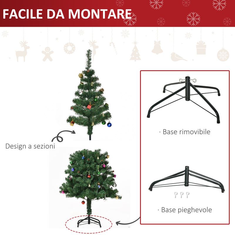 Albero di Natale Artificiale 150 cm con Palline e Decorazioni Verde-5