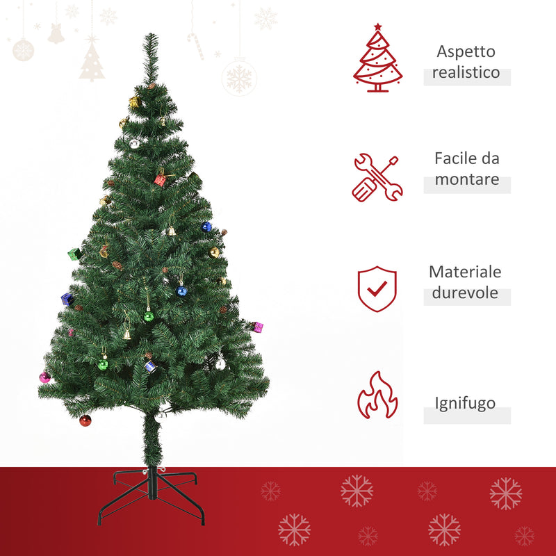 Albero di Natale Artificiale 150 cm con Palline e Decorazioni Verde-7